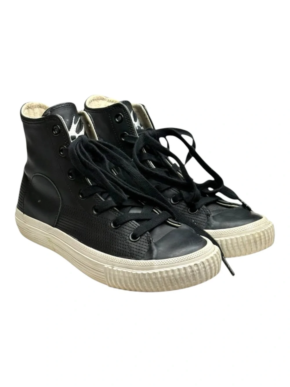 McQ Alexander McQueen ♔ Swallow Plimsoll High Top Leather Sneakers ♔ Black ♔ 38
